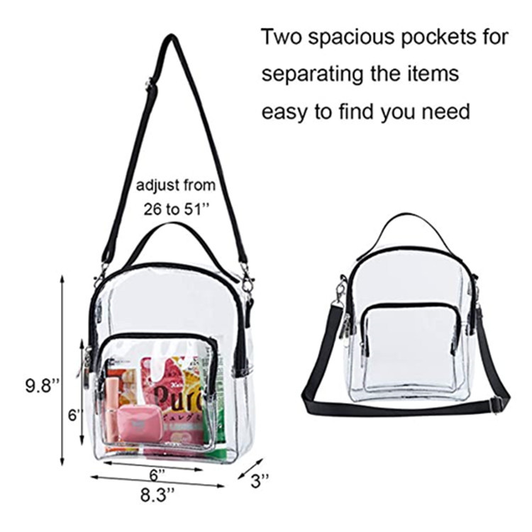 Women'S Gender Transparent Design Women's Pvc Solid Color Streetwear Transparent Square Zipper Crossbody Bag