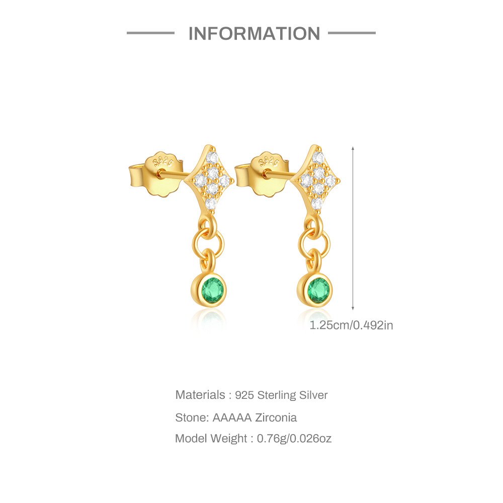 4g Weight 925 Sterling Silver Ear Needle Material Zircon Inlay Material Ear Studs Classification 1 Pair Quantity Holiday, Travel, Daily Occasion 925 Sterling Silver Material Geometric Pattern Women's Gender Tassel, Plating Design Simple Style Style 1 Pair 925 Sterling Silver Zircon Geometric Ear Studs 1
