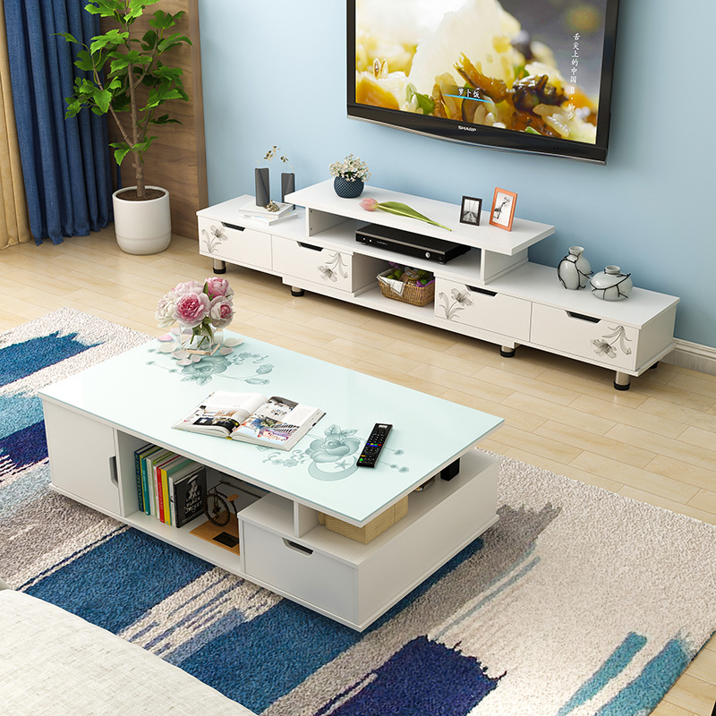 Mueble de TV mesa de café mesa de combinación moderna sala de estar minimalista casa simple pequeño apartamento económico gabinete de TV gabinete de piso