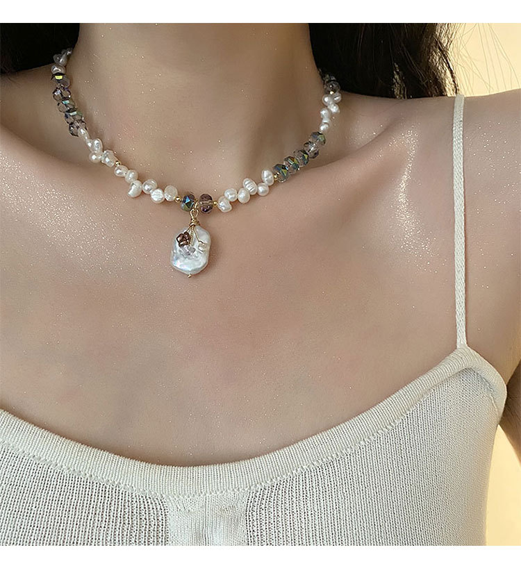 Beaded Chain Chain Type 1 Piece Quantity Freshwater Pearl Titanium Steel Beaded Chain Plating Irregular Geometric Necklace