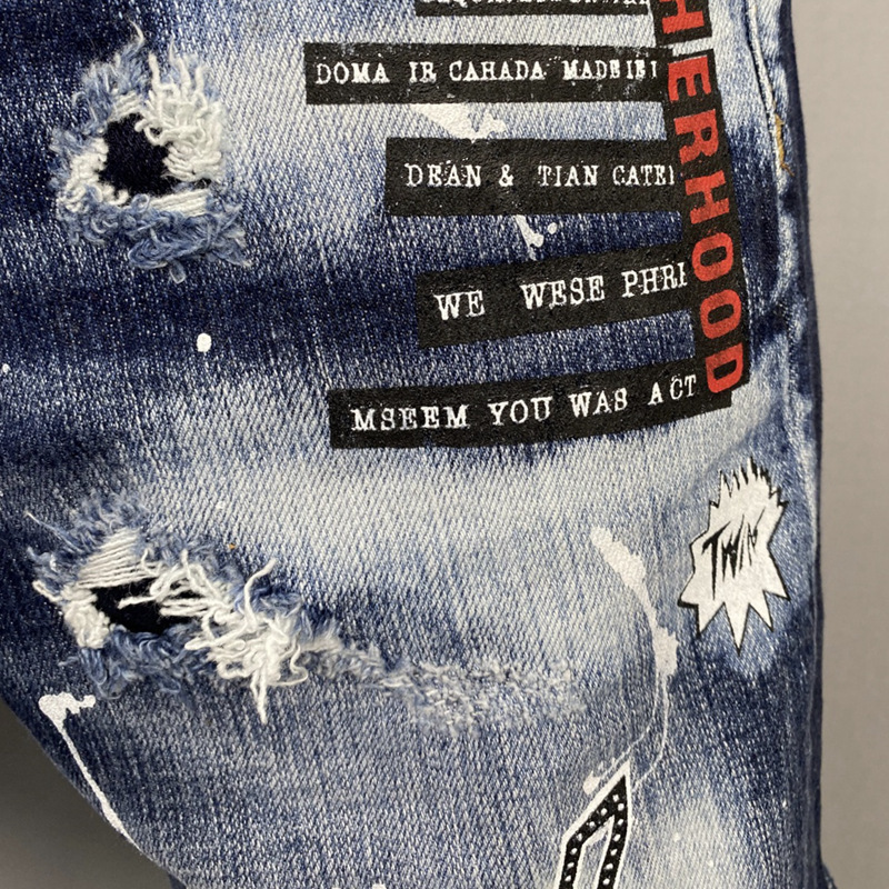 New Foreign Trade DSQ Trousers Men's Jeans Shorts Tmall Same Style Daifa Good Street Printing D2 Ripped Maple Leaf