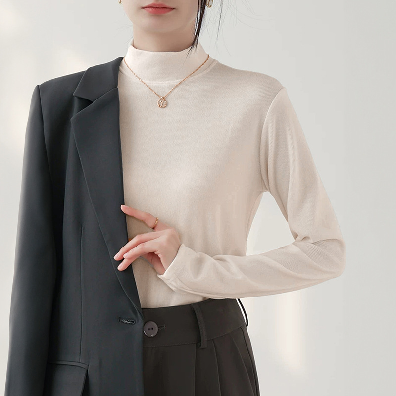 定制打底衫女秋冬新款高级感女装长袖T恤 仿羊绒内搭修身保暖卫衣