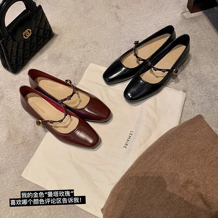 现货~苏茵茵 曼塔玫瑰~4cm内增高玫瑰金扣玛丽珍单鞋女通勤女鞋|undefined