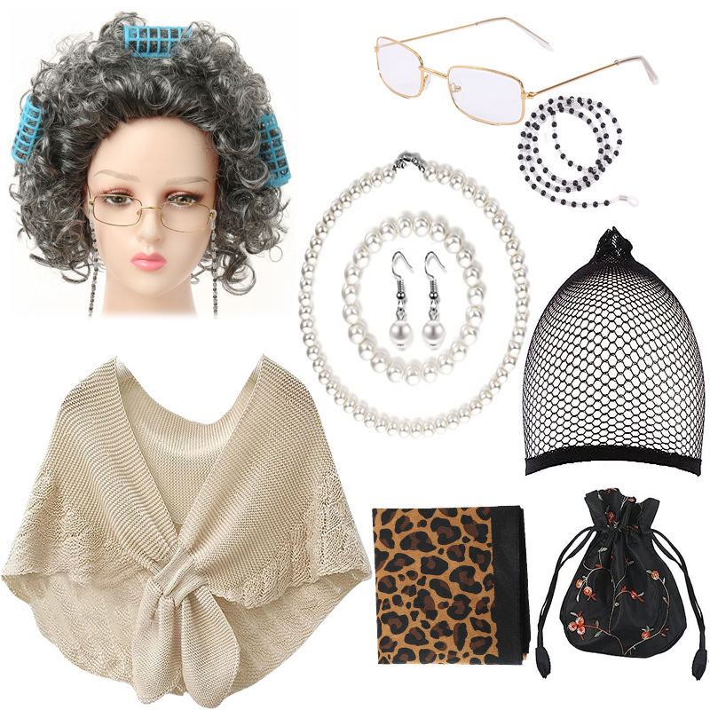 Amazon's Best-Selling Grandma Wig Halloween Party Performance Costume Cosplay Grandpa and Grandma Set Hairpiece Amazon's Best-Selling Grandma Wig Halloween Party Performance Costume Cosplay Grandpa and Grandma Set Hairpiece