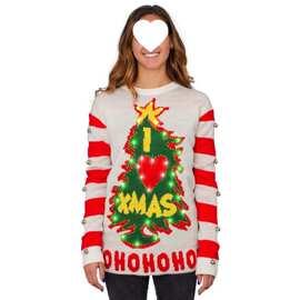 亚马逊欧美秋冬圣诞铃铛毛衣女 圣诞树圆领长袖针织毛衣女908