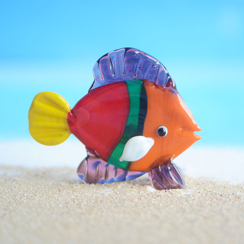 Artualidades de vidrio esmaltado artesanía acuario marino dibujos animados pescado camarón tortuga acuario decoración paisajismo