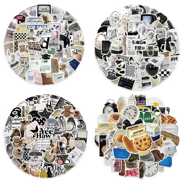 50 cartoon-style milk cookie graffiti stickers for decorating luggage, water bottles, guitars, waterproof DIY, available for wholesale