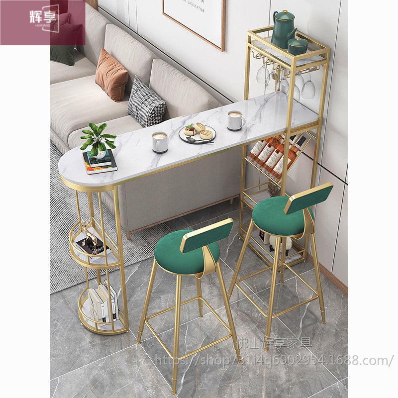Nordic Slate Bar Table Home Light Luxury Living Room Partition Cabinet Wine Rack Integrated High Table Sofa Wall Small Bar Table