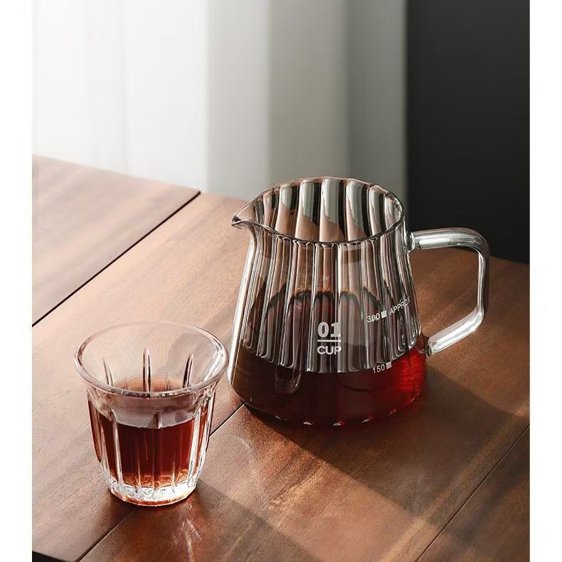 Mayorista de vidrio para la fabricación de café con mano conjunto de taza de filtro de café para compartir hervidor de café utensilios de café taza de filtro de vidrio