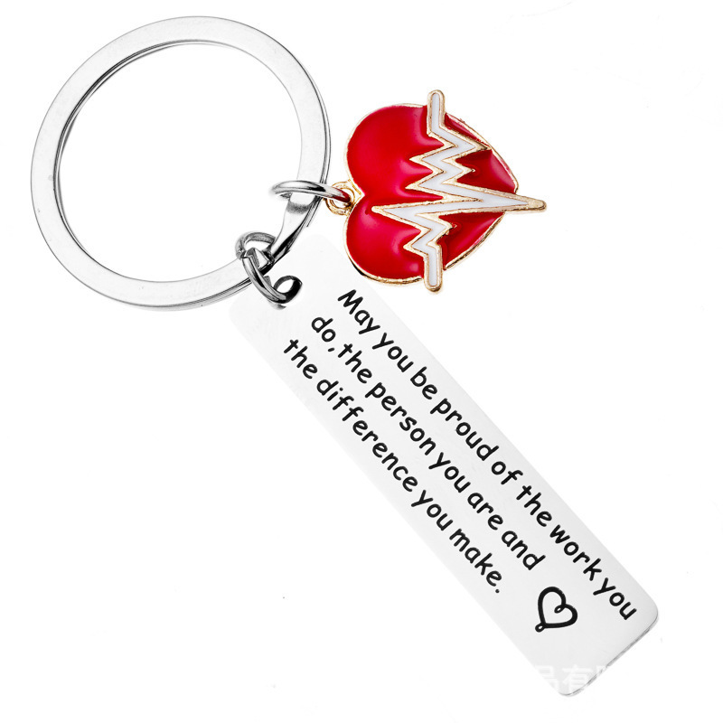 European and American black ECG alloy keychain nurse doctor colleague gift jewelry accessories bag key ring European and American black ECG alloy keychain nurse doctor colleague gift jewelry accessories bag key ring