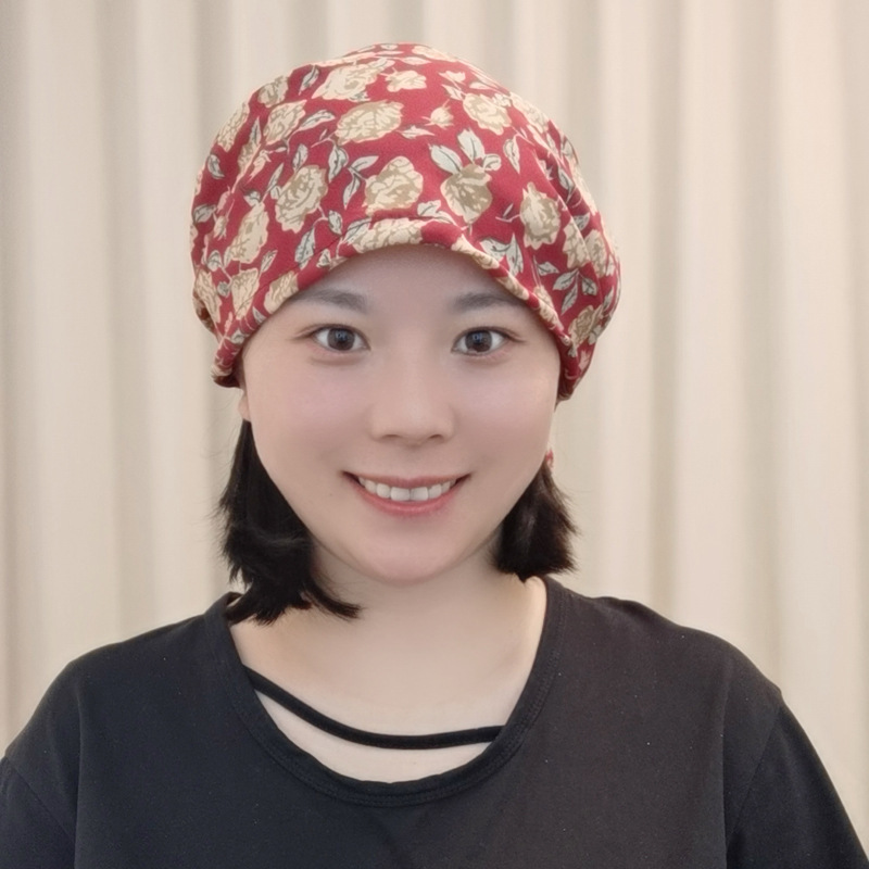小版包头帽女洋气玫瑰花直播爆款秋冬季帽子飘带帽遮白跨境外贸|undefined