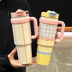 ビッグマック保温カップ女子学生高颜値大容量氷覇カップ2025新型ストローカップ学生カップ携帯