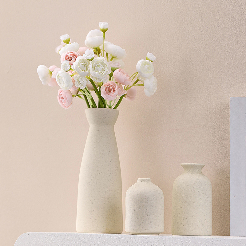Creative ceramic beige frosted vase ornaments living room home decorations cross-border e-commerce for three-piece wholesale Creative ceramic beige frosted vase ornaments living room home decorations cross-border e-commerce for three-piece wholesale