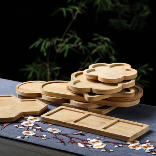 Gardening succulent flower pots, bamboo trays, cross-border export potted plant bottom trays, creative micro-landscape bamboo wood base waterproof trays