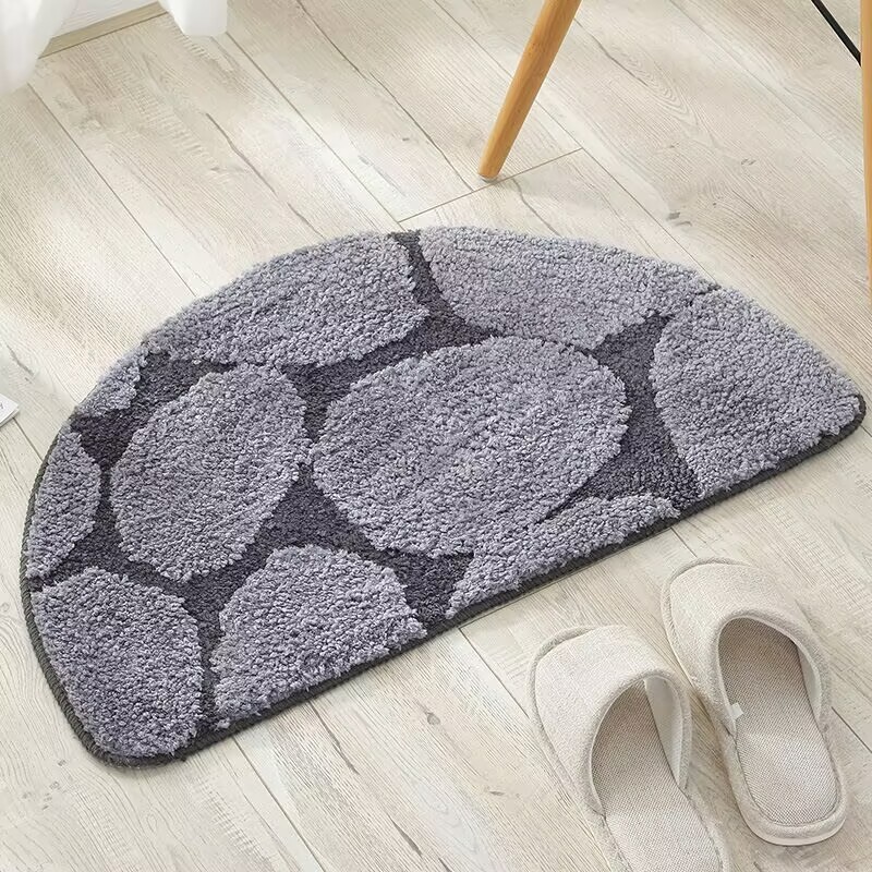 半円形模造カシミヤバスルームフロアマットバスルームカーペットドアマット吸水性滑り止めリビングルームドアマット|undefined