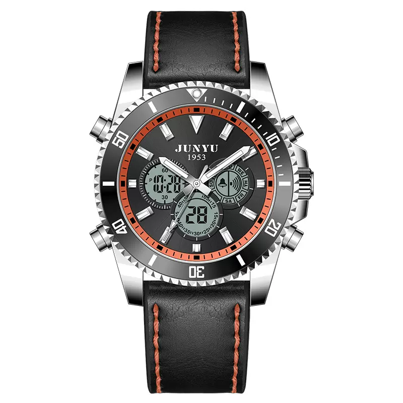JUNYU骏钰新款黑水怪鬼学生手表双显防水夜光闹铃男士电子表外贸