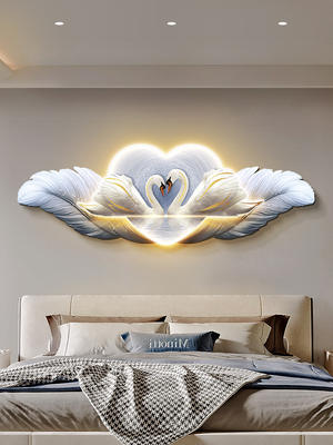 Swan Bedroom Decorative Painting Advanced Sense Master Bedroom Bedside Hanging Painting Light Luxury Feather Living Room Background Wall Mural