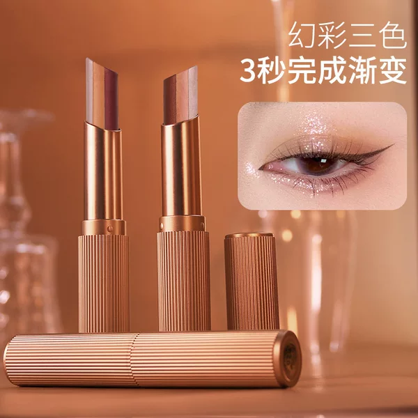 Yzs Radiant and Beautiful Eyes Gradient Three-Color Eye Shadow Stick High-Gloss Brightening Easy-To-Form Matte Fine Glitter Silkworm Drawing down to Y