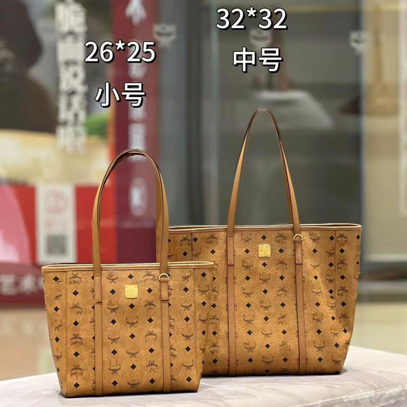 2025新款MC真皮印花菜篮子购物袋斜挎手提女包妈咪托特子母tote包|undefined