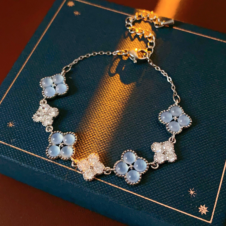 Transfronterizo delicada flor de zircón ojo de gato pulsera de moda temperamento universal pulsera nicho lujo ligero de alta sensación joyería