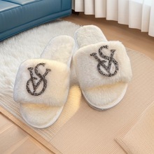 跨境外贸毛毛拖鞋健康鞋室内家居毛绒拖鞋平底居家棉批发加厚保暖