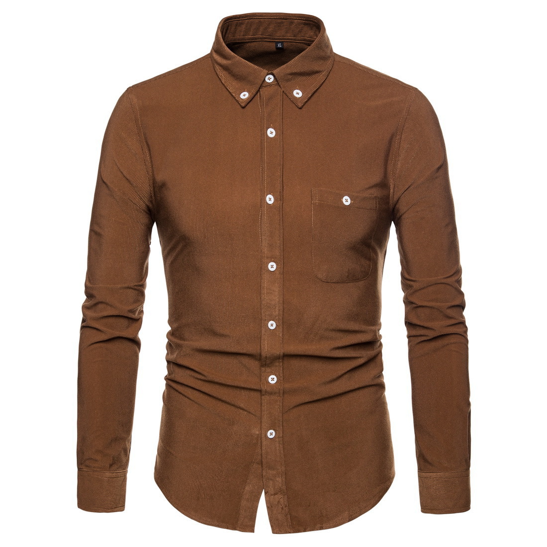 Camicia da uomo a maniche lunghe in velluto a coste casual_voghion.com