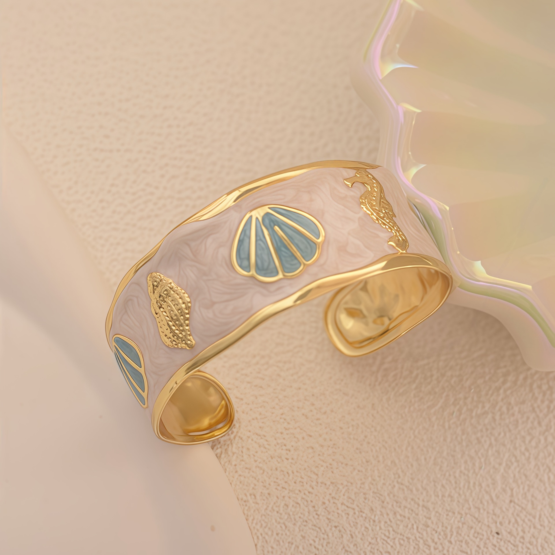 Pulsera de concha de estrella de mar verde