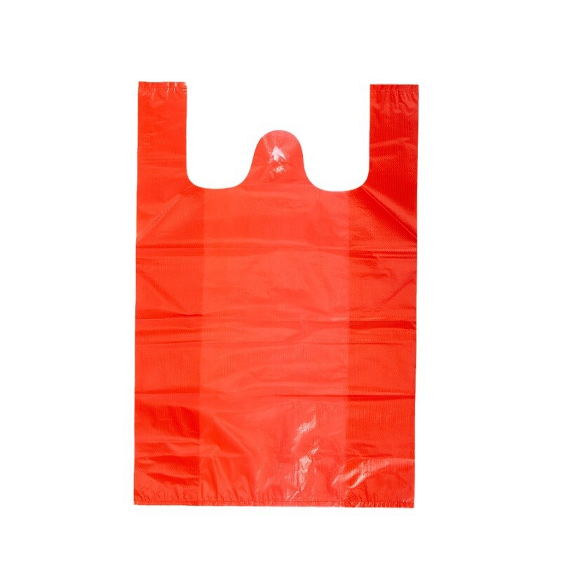 赤いプラスチック製のベストバッグ、スーパーマーケット、店舗、買い物、市場、持ち運び用、野菜、果物、食品グレードのプラスチック袋|undefined