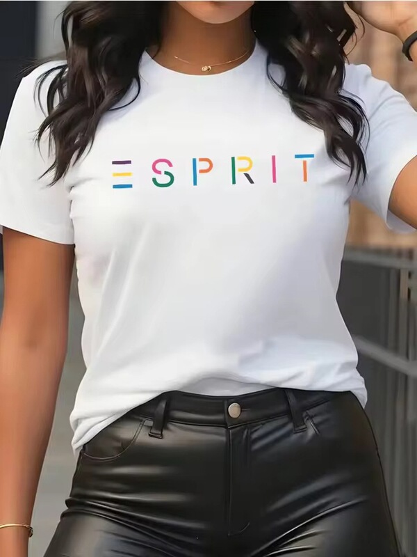 Ladies' Esprit Printed T-Shirt, Casual Fashion Short-Sleeve T-Shirt, High-Quality Comfortable T-Shirt, Summer Streetwear for Women