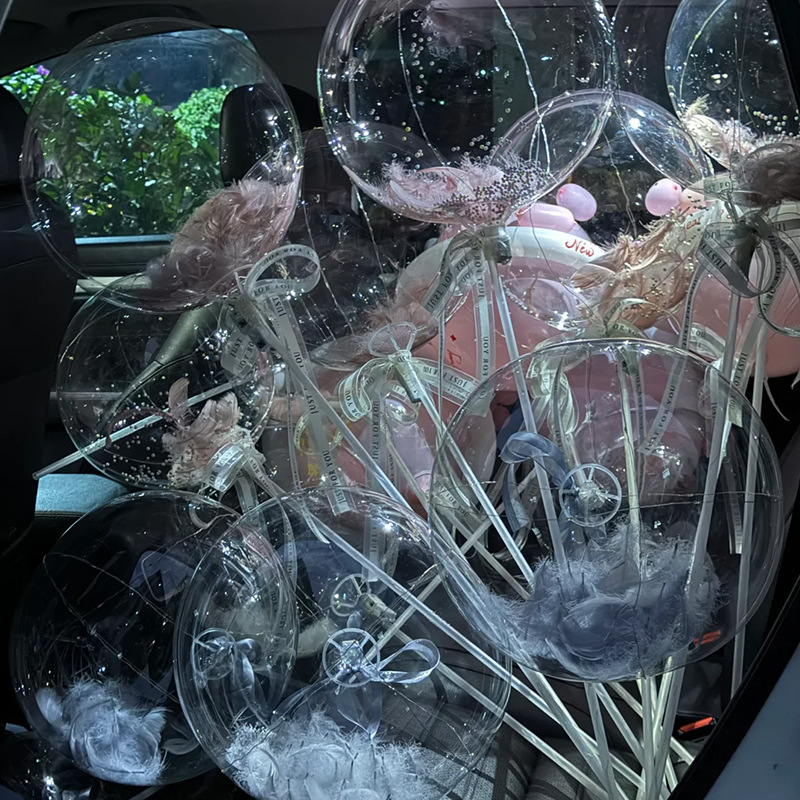 Red rojo iluminante pluma bobobo bola estand día de San Valentín mano con lámpara de globo material paquete de cumpleaños props