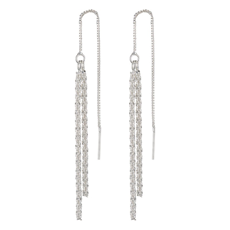 Pendientes de plata de ley estrellada para las mujeres 2022 nueva moda elegante borla pendientes largos pendientes de estilo frío