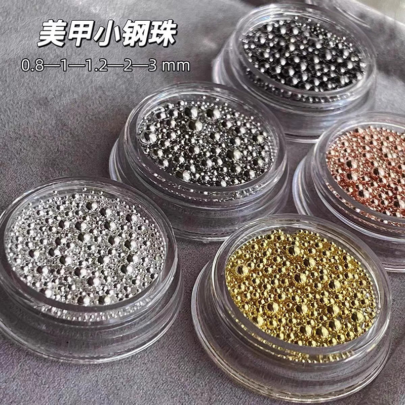 Steel Ball Size Mixed Nail Art Jewelry Internet Celebrant Explosions Small Steel Ball Diamond Matching Gold silver Gun Black Nail Art Accessories