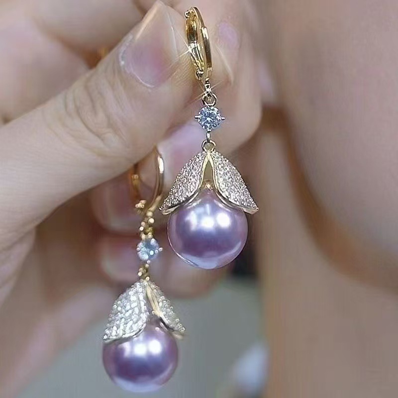 2025 Elegant Purple Beads Autumn and Winter Earrings Fashion Design High-End Accessible Luxury Earrings New Earrings Earrings