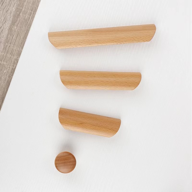 Moderno minimalista armario puerta de madera maciza manija del gabinete del cajón mango Haya registro barniz color mango de madera image 6