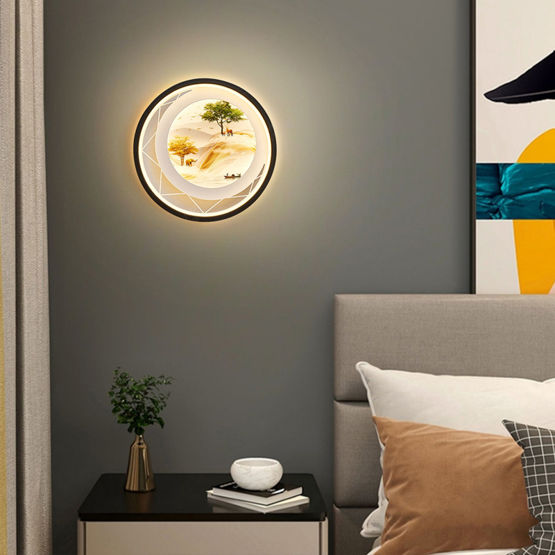 2023 nueva lámpara de pared dormitorio cabecera lámpara de fondo sala de estar lámpara de pintura de pared escalera lujosa decoración creativa lámpara de habitación