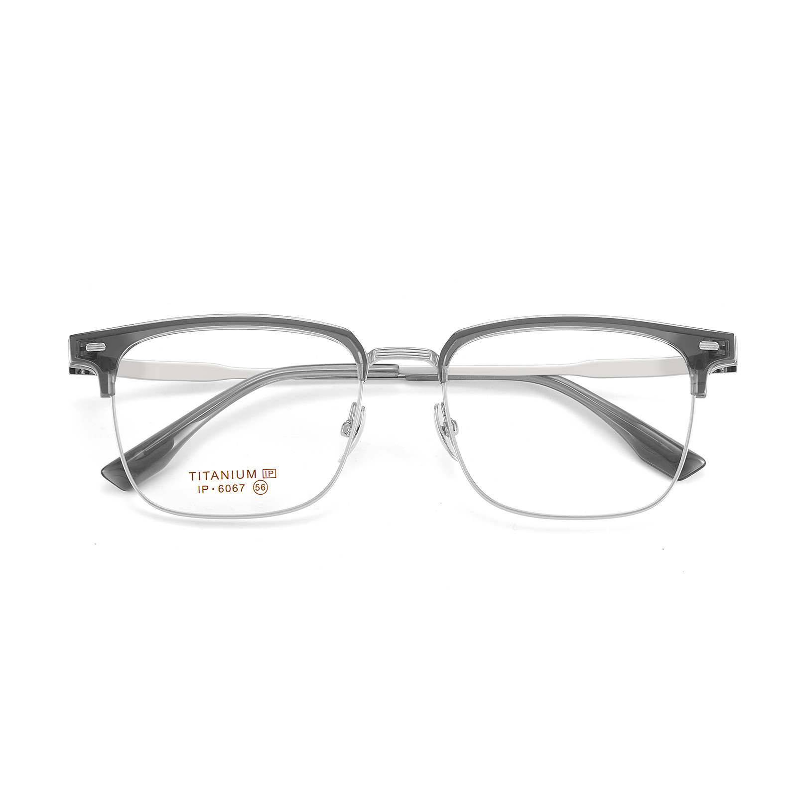 Moda de alta calidad de dos colores de negocios puro titanio ceja marco gafas marco antideslizante titanio puro nariz pad puede ser equipado con grados Danyang lote