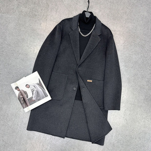 Men's Winter Wool Double-Sided Nape Coat Woolen Business Thickened 800g Loose Woolen Coat B1AAE4297