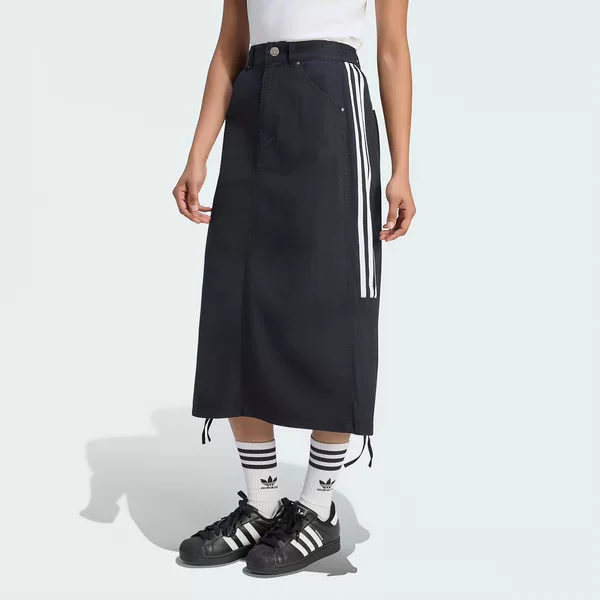 Fashionable and slimming workwear-style midi skirt with a unique European and American design, featuring a drawstring waist and trendy casual long skirt style