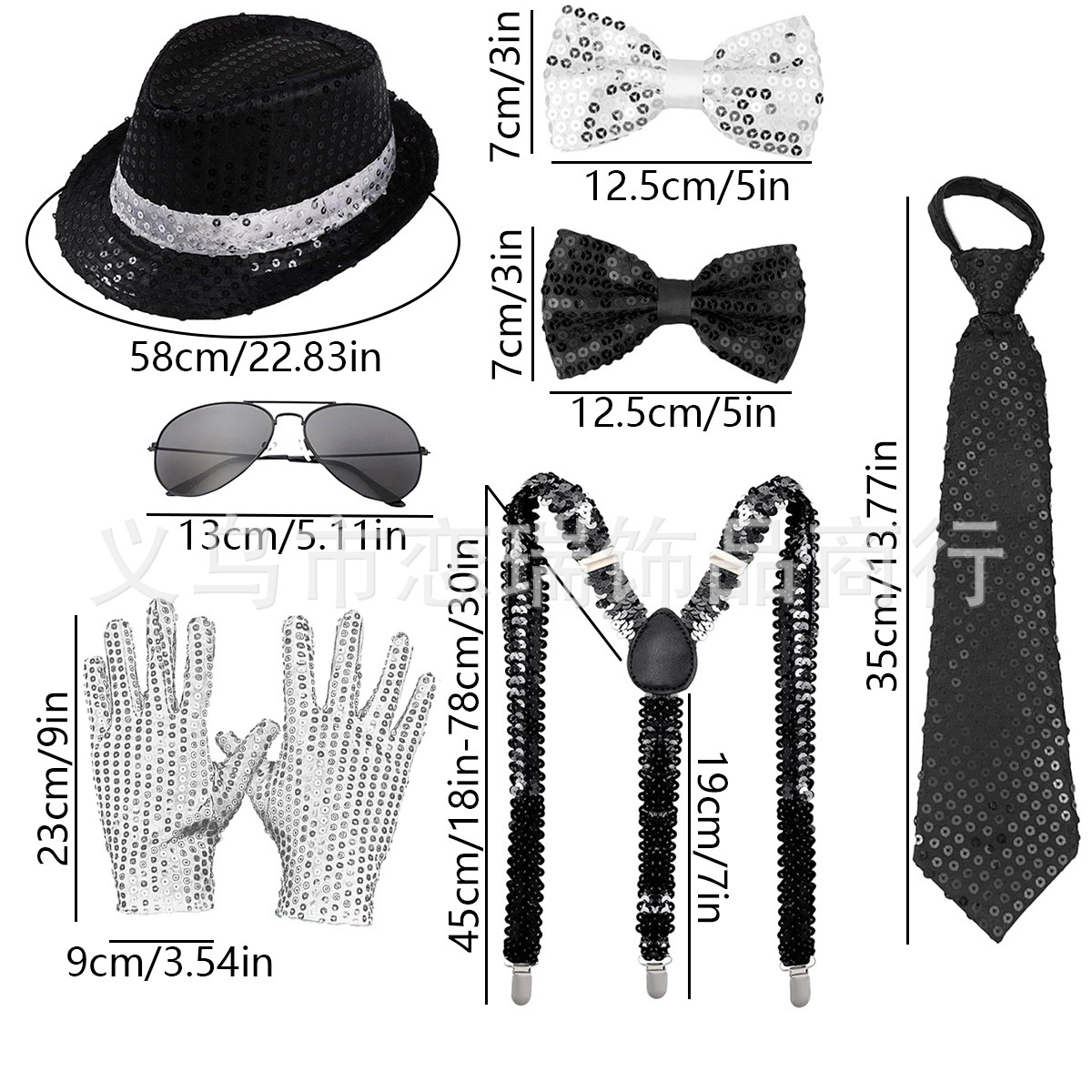 70s DISCO espectáculo accesorios esquinilla sombrero corbata guantes cinturón hombre conjunto Xiaoyin TEMU en stock