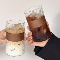 冰美式拿铁咖啡杯专用杯防烫茶杯挂耳日式耐热玻璃喝水杯竹围家用