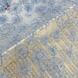 清新款立体多色绣花网纱底面料 植绒波点刺绣 婚纱女装连衣裙布料