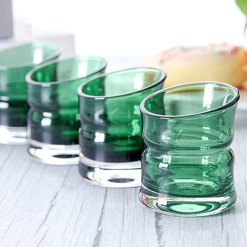 Creative glass bamboo joint cup Japanese color glaze cup wine glass hand-blown crystal glass wine jug set factory wholesale