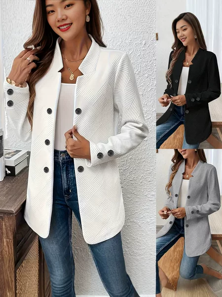 Autumn and Winter European and American Women's Fashion New Cross-Border Style Three-Button Double-Breasted Jacket Blazer
