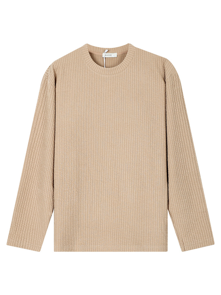 Otoño y invierno ropa de hombre lujosa alta sensación de cuello redondo de punto camiseta de manga larga simple camiseta de hilo de núcleo camiseta superior hombre