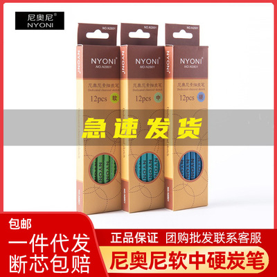尼奥尼炭笔 NYONI炭笔美术素描速写炭笔软中硬专业绘画铅笔炭碳笔|ms