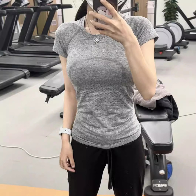 Lulu Original Standard T-Shirt Yoga Wear Tech Short-Sleeved 1.0 Breathable Round Neck Women's Slim Sports Top Running Training