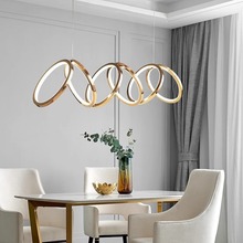 轻奢时尚餐厅吊灯简约现代艺术创意个性金色圆形不锈钢吧台餐桌灯