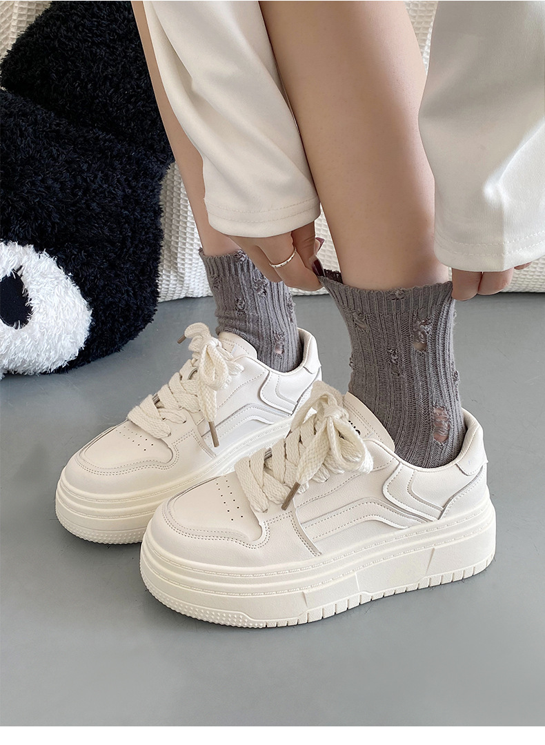 Queen Fan – chaussures de sport à semelles épaisses pour femmes, petites chaussures blanches, Style coréen, Cool Board, pour étudiantes, nouvelle collection automne/hiver 2022_voghion.com