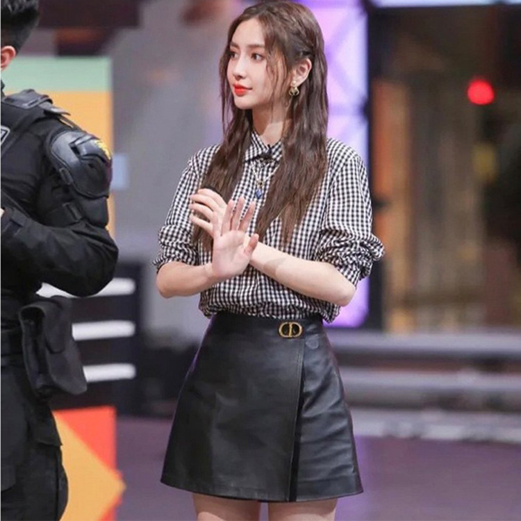 Leather shorts women's high waist A- line autumn and winter New wide leg slimming leather pants casual all-matching manufacturer star style