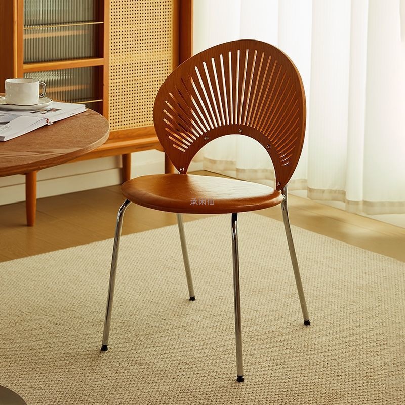 Medieval Style Dining Chair, Home Shell, Retro Style Internet Celebrity Chair, Light Luxury Home, Medieval Solid Wood Backrest Chair